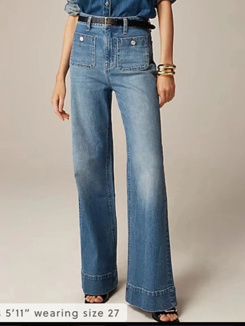 J. Crew High-Rise Sailor Denim Trousers Sz 30 EUC